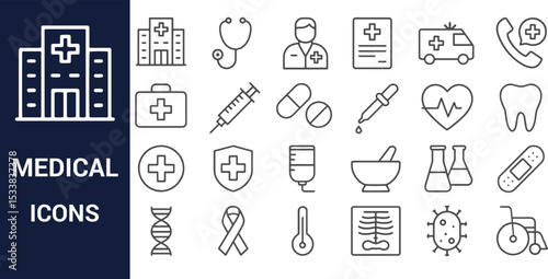 Collection of Medical Icons Healthcare Symbols and Line Art Graphics