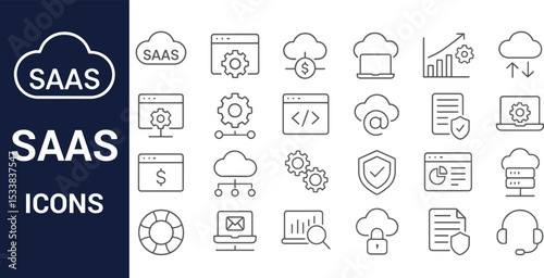 SaaS Icons 30+ Line Icons for Software as a Service