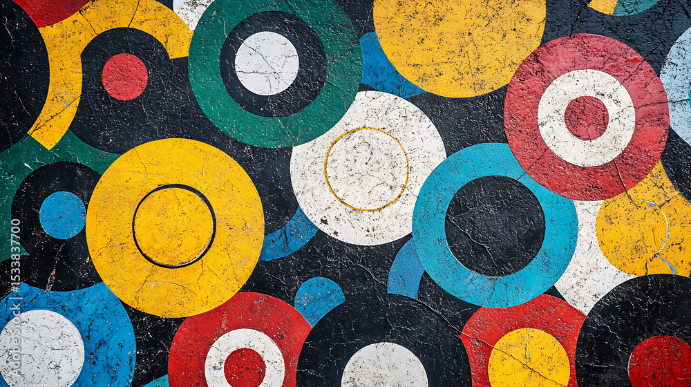 Fototapeta premium Vibrant Circular Patterns on Textured Wall