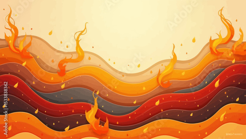 Abstract flame waves with red, orange, and yellow tones creating a hot and fiery background design.