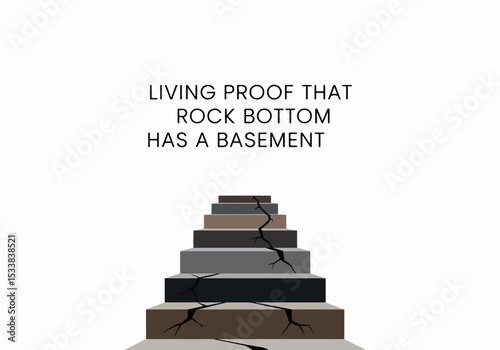 Stairs to basement rock bottom metaphor