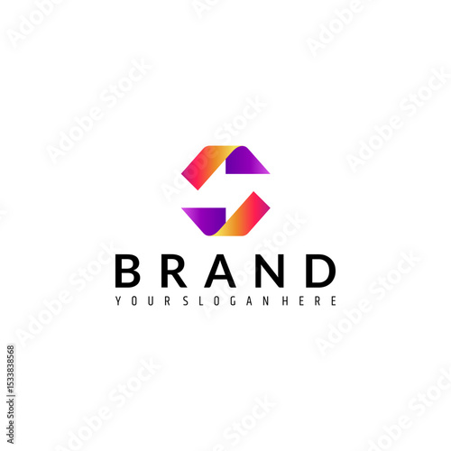 S letter logo with hexagonal shape in modern design style