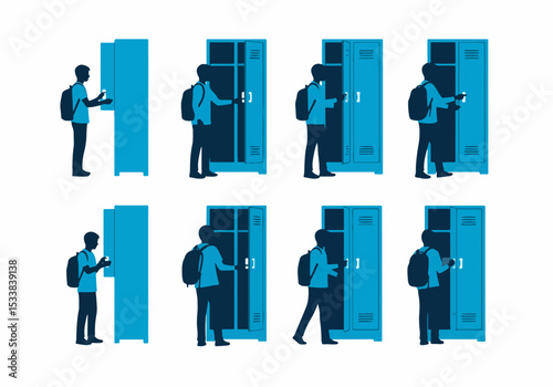 Student at locker, back to school concept