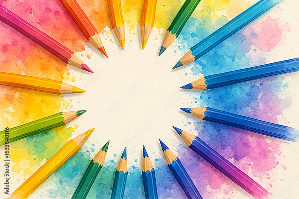 Naklejka premium colored pencils on white background