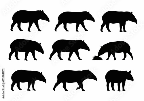 Tapir silhouettes animal wildlife animal print