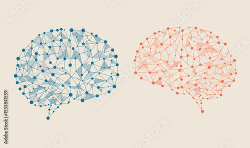 Abstract Brain Network Conceptual Illustration of Neural Connections and Cognitive Processes