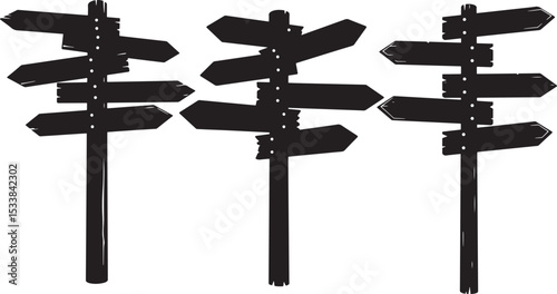 blank signpost isolated on white background