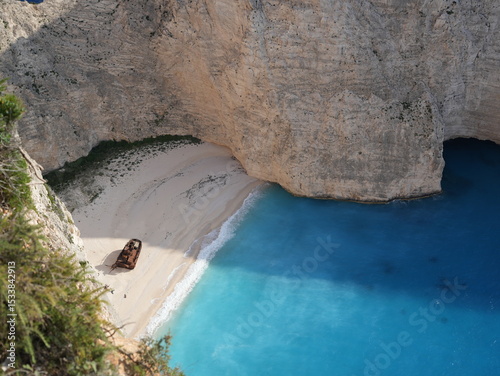 Fototapeta Naklejka Na Ścianę i Meble -  Iconic Navagio Beach with shipwreck and turquoise waters, Zakynthos, Greece