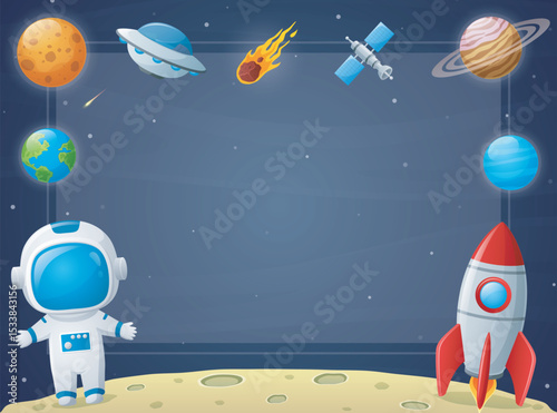 Set of outer space object cartoon