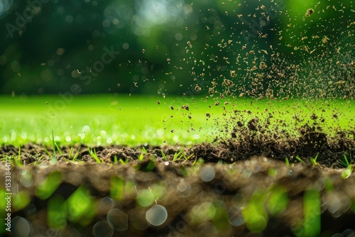 High Quality Picture of Turf Core Aeration on Green Golf