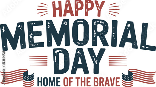 memorial day typography design with american flags stars and text for patriotic remembrance holiday celebration