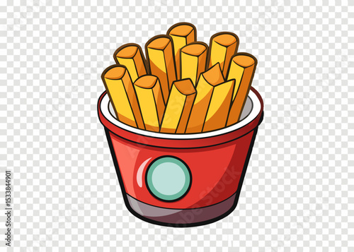 French fries in a red pack box Vector illustration in trendy flat style isolated on white background.