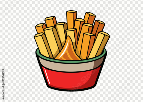 basket of french fries Creative vector cartoon illustration