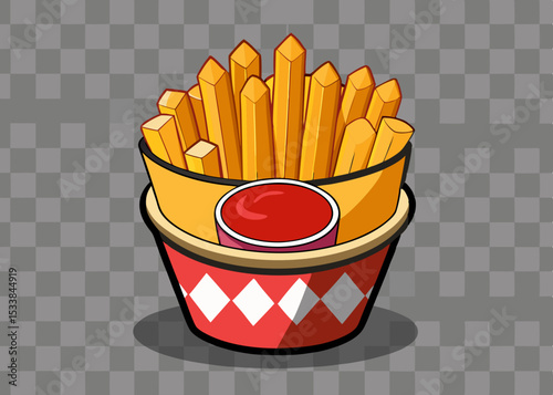 basket of french fries Creative vector cartoon illustration