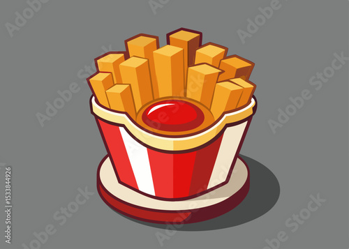 basket of french fries Creative vector cartoon illustration