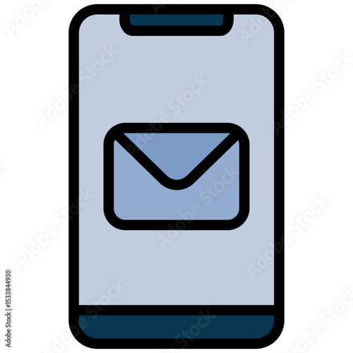 Phone With Mail Outline Flat Icon, Online Digital Marketing icon in Outline Flat Design Style