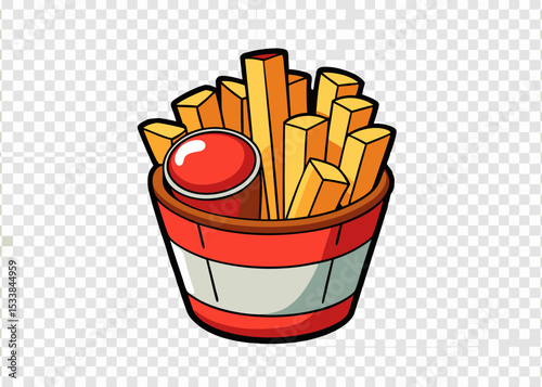 Cartoon junk fast food. French fries, crispy nuggets Minimalist concept vector illustration