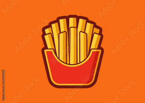 French fries restaurant food flat vector illustration