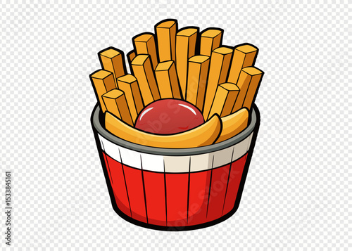 Cartoon junk fast food. French fries, crispy nuggets Minimalist concept vector illustration