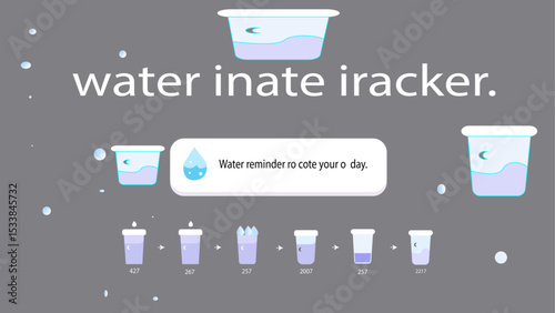 vector illustration of a coffee shop .Minimal Aqua Water Intake Tracker UI
