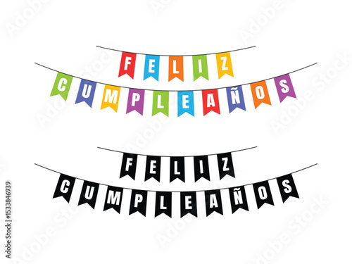 Happy Birthday Bunting in Spanish Feliz Cumpleaños Party Decoration Festive Banner Design