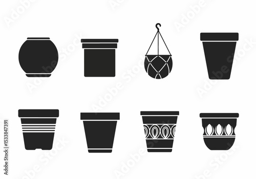 Variety of plant pots and hanging planter