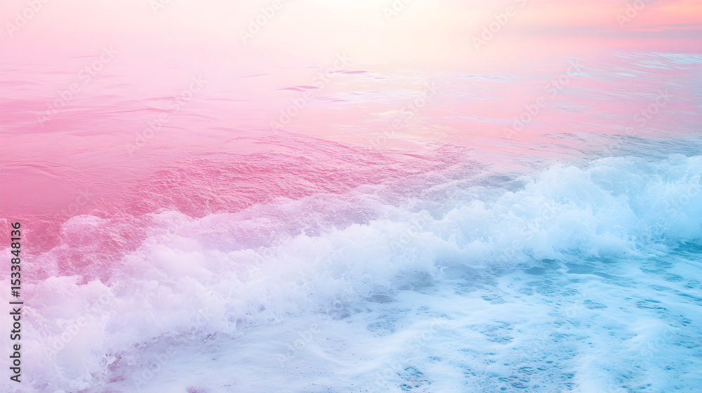 Fototapeta premium Ocean wave with pink and blue colors