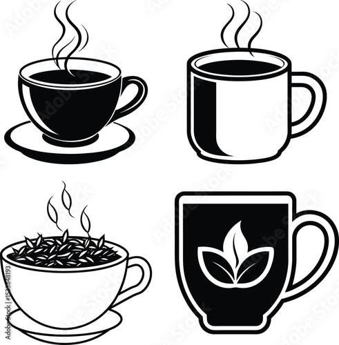 Coffee cups sketches and doodles
Coffee cup. Icon for design. Blank, white and black backgrounds - Line icon

