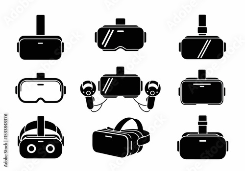Virtual Reality Headset Icon Set, VR Technology