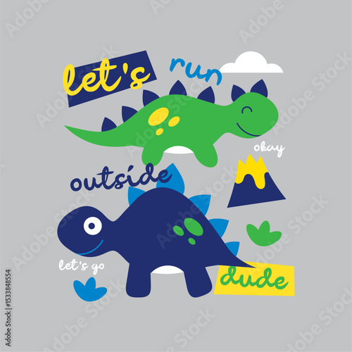 Let's run outside dude cartoon hand drawn illustration vector 