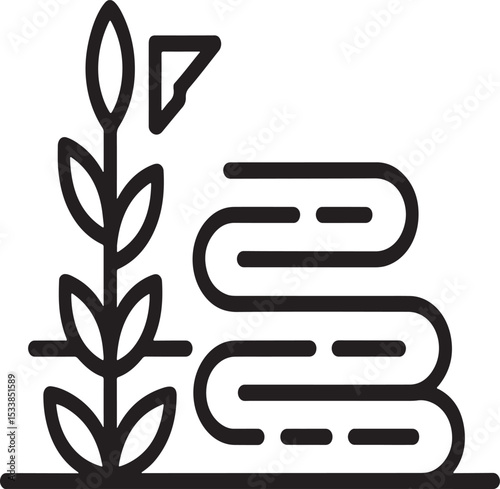 Eco-Friendly Harvest: A minimalist illustration of a wheat stalk, adjacent to harvested crops, symbolizes sustainable agriculture.