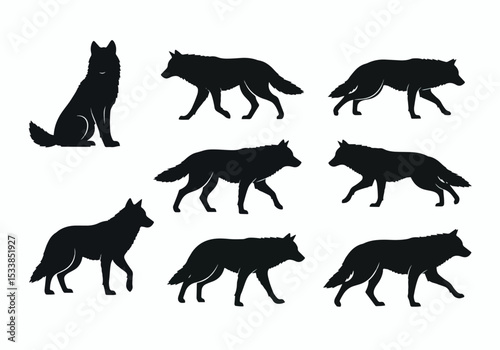 Wolves silhouette pack wildlife predator animal