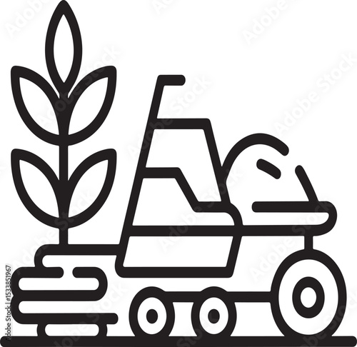 Agricultural Innovation: A sleek illustration of modern agriculture, where a precision farming vehicle tenderly transports a young plant.