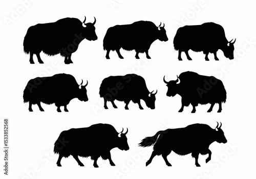 Yak silhouette collection wildlife animal mammal