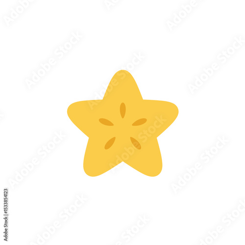 A cheerful star character with a bright yellow color against a plain white background