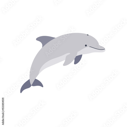 Playful dolphin swimming gracefully in a serene ocean with gentle waves in the background