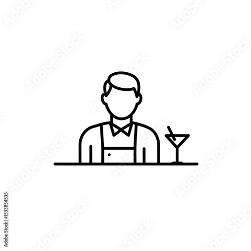 Bartender serving cocktail at bar counter in minimal style  