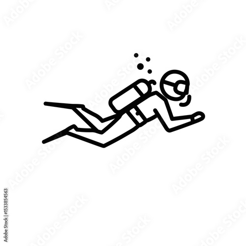 Scuba diver swimming underwater with breathing apparatus  