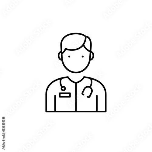 Male doctor wearing a stethoscope and medical scrubs  