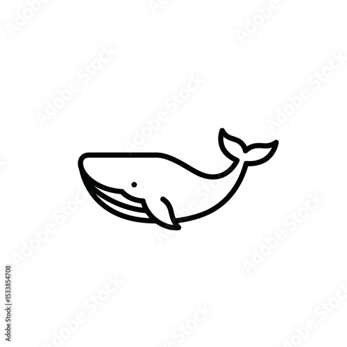 Outline drawing of a whale swimming in the ocean  