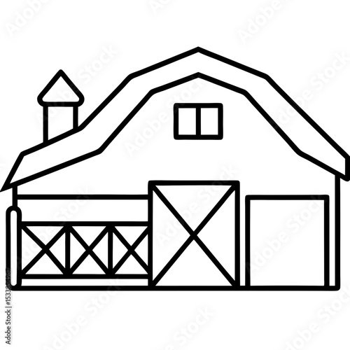 "Livestock Barn Vector | Generative AI & Linocut Silhouette Farm Design"