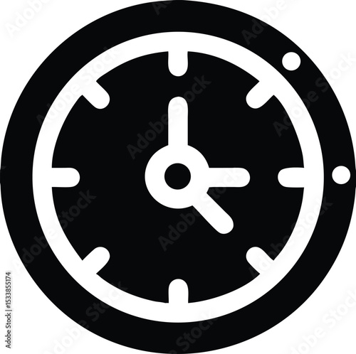 Round clock with dial and hands icon