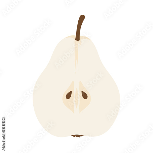 An artistic representation of a pear with a minimalist design against a neutral background
