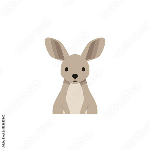 Cute cartoon rabbit character with large ears and a friendly expression on a white background