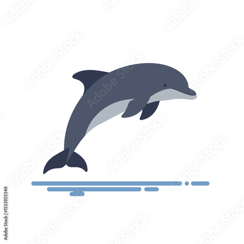 Playful dolphin swimming in clear ocean waters, with vibrant coral reefs in the background