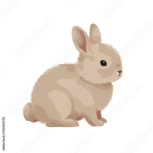 Cute brown rabbit sitting against a plain background, showcasing its soft fur and features