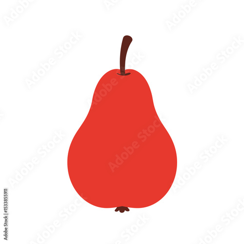 Vibrant red pear with a smooth texture against a clean white background