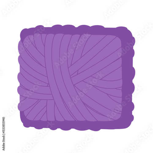Close-up of a purple yarn ball with intricate patterns, ideal for crafting projects