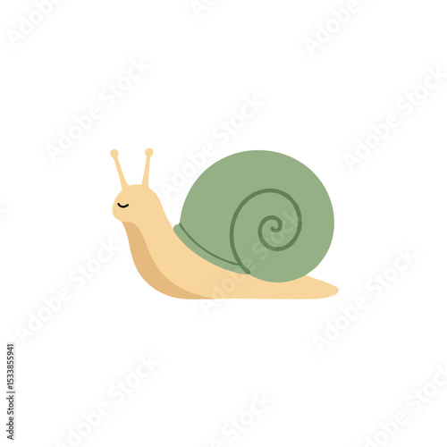 A cheerful cartoon snail gliding across a minimalist background, symbolizing slow movement