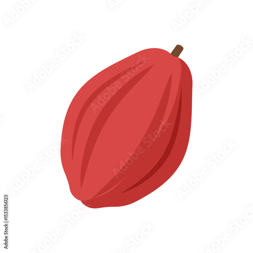 Vibrant red papaya fruit with a brown stem, set against a clean white background